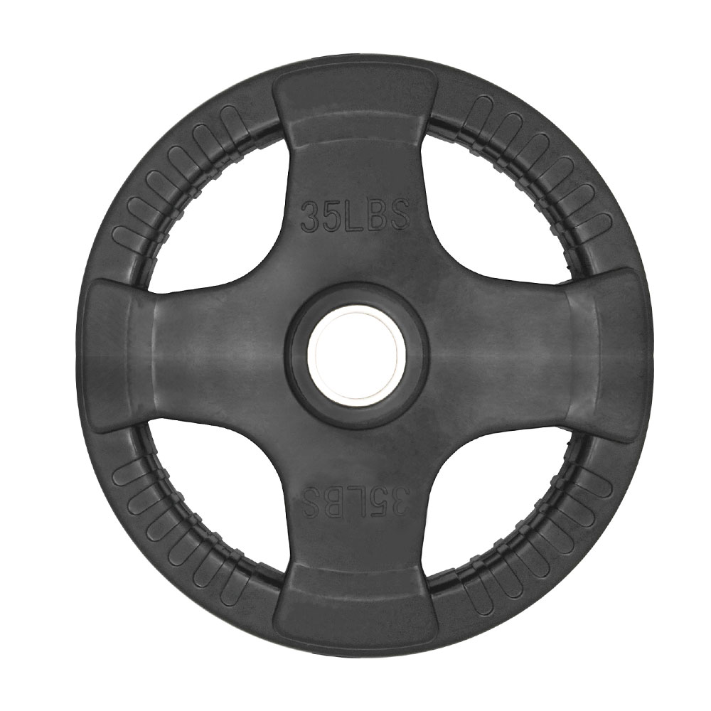 Par de Discos Olímpicos Rubber 35 Lb 4 Agarres Tayga Negro