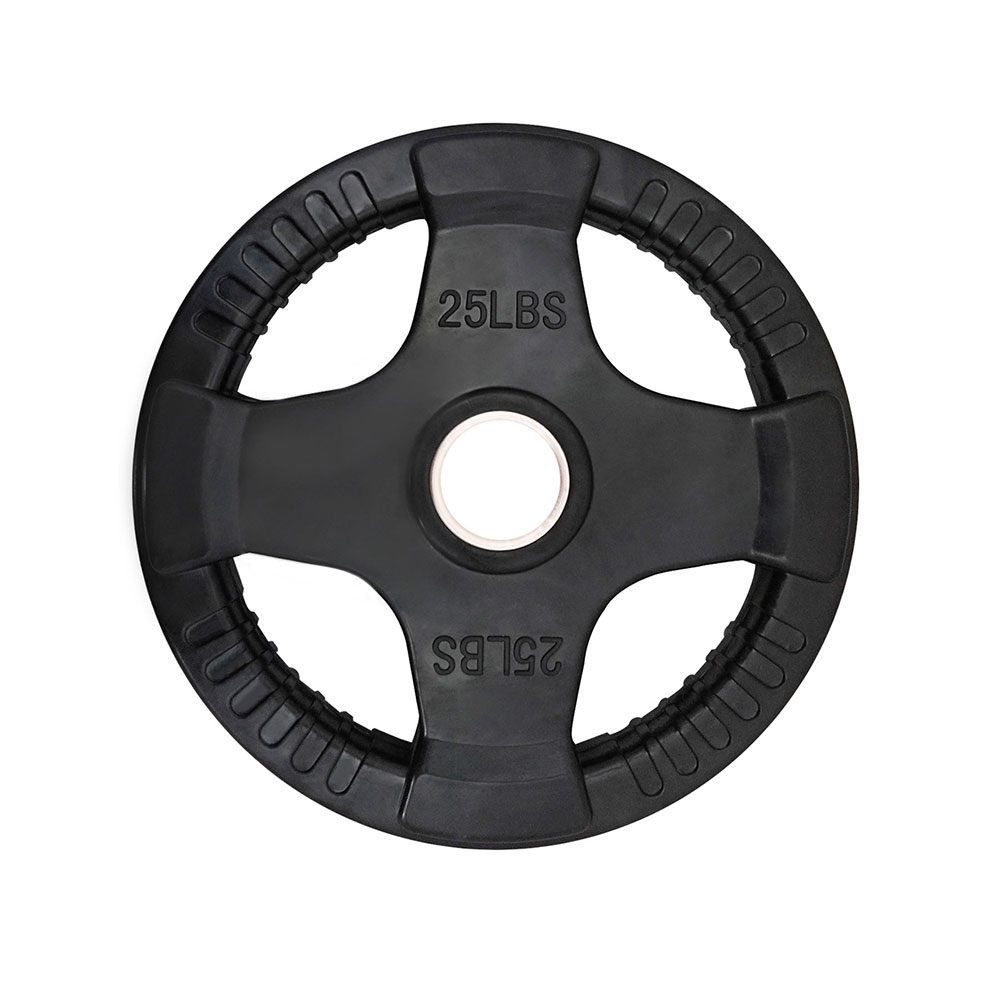 Par de Discos Olímpicos Rubber 25 Lb 4 Agarres Tayga Negro