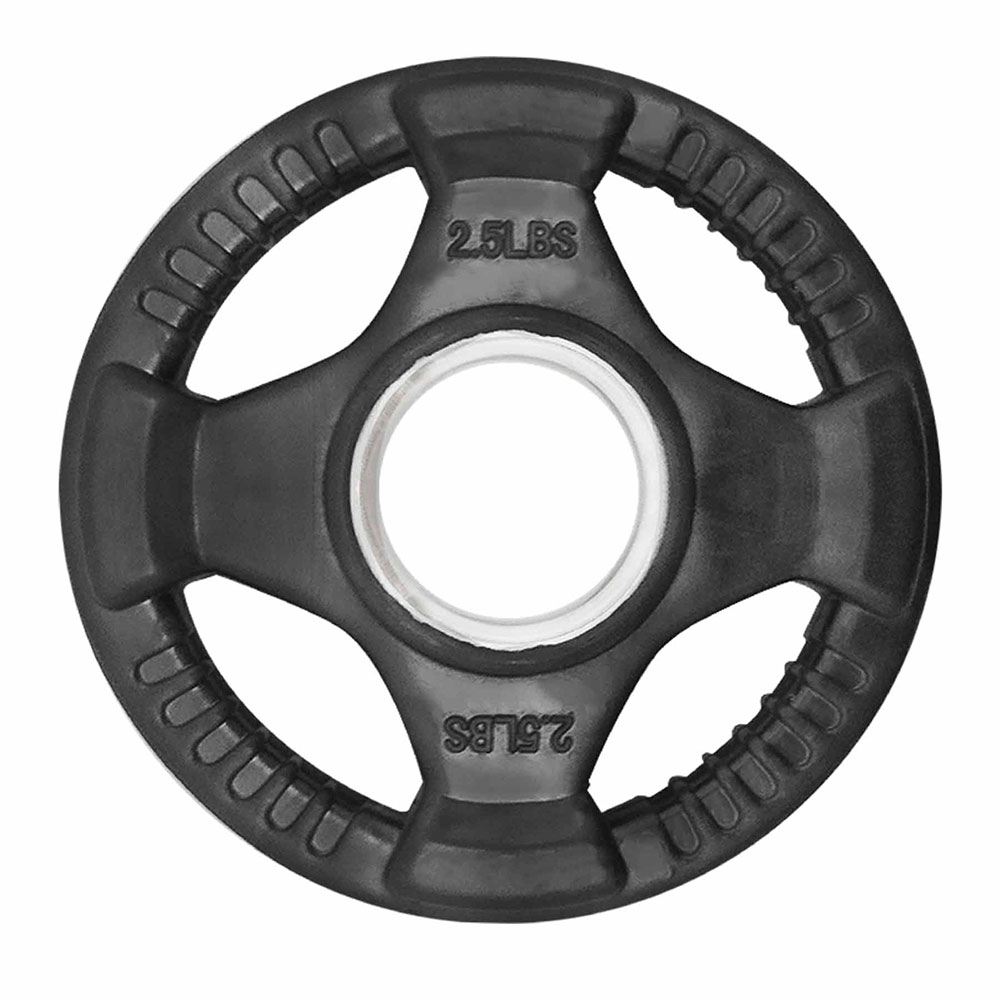 Par de Discos Olímpicos Rubber 2.5 Lb 4 Agarres Tayga Negro