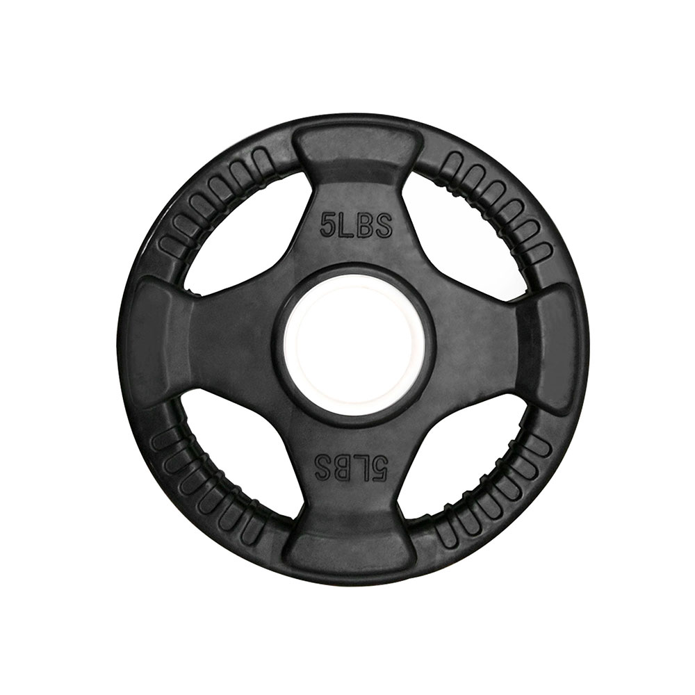 Par de Discos Olímpicos Rubber 5 Lb 4 Agarres Tayga Negro