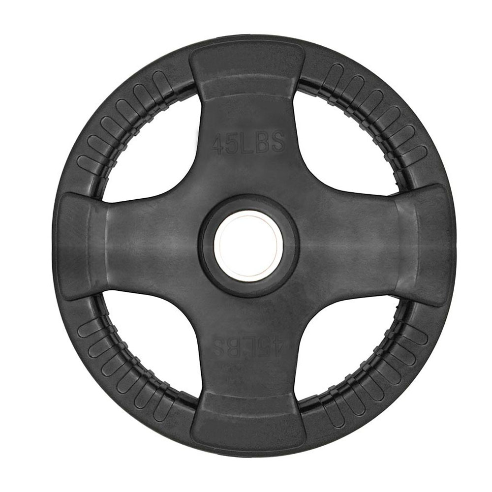 Par de Discos Olímpicos Rubber 45 Lb 4 Agarres Tayga Negro