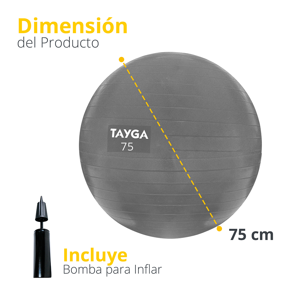 Foto 3 pulgar | Pelota de Yoga 75cm Tayga Gris