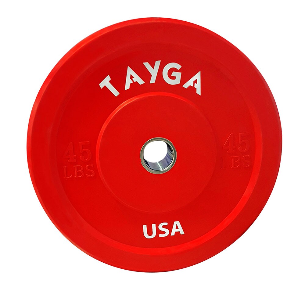 Par de Discos Bumpers 45 lb Tayga Rojo $6,889