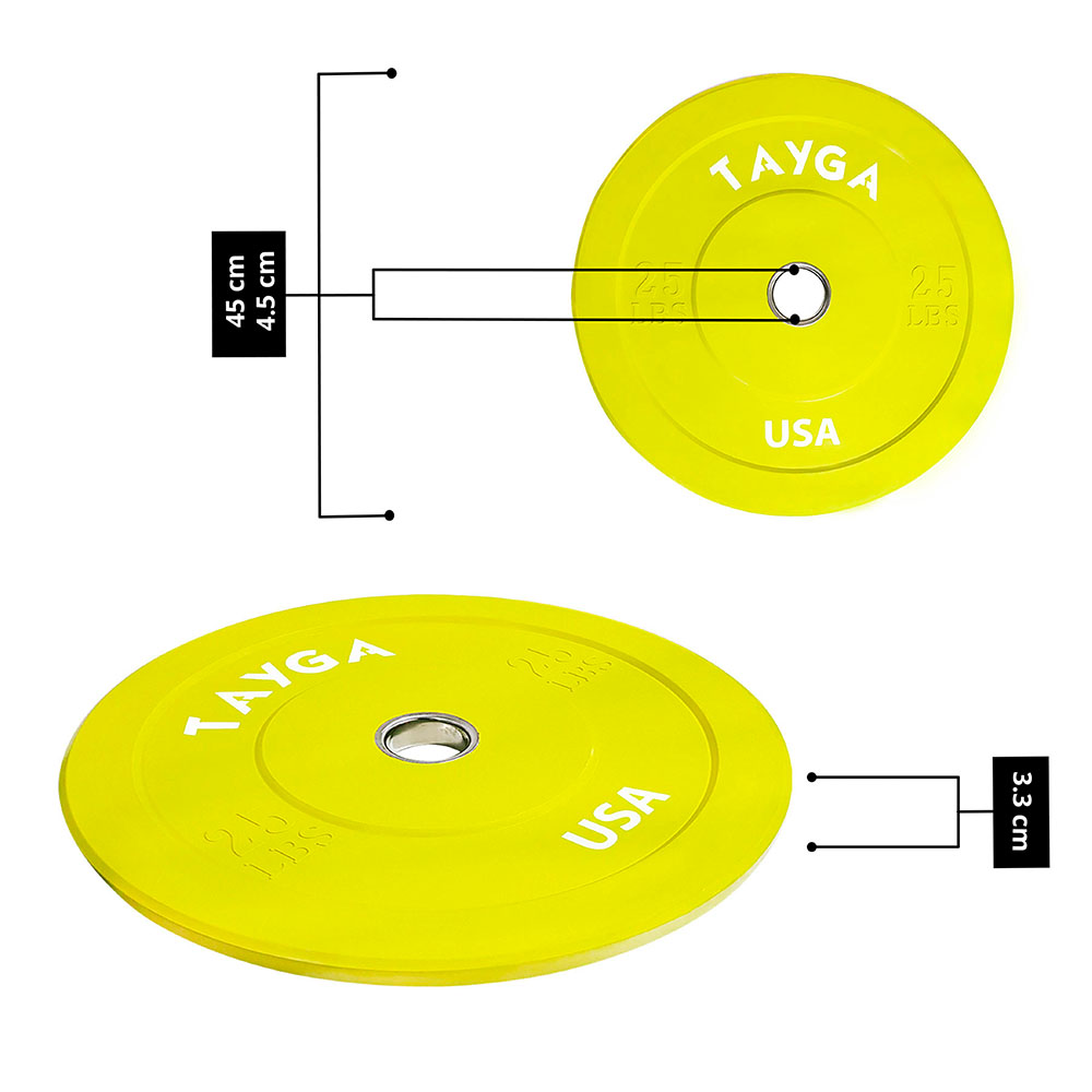 Foto 4 pulgar | Par de Discos Bumpers 25 lb Tayga Amarillo