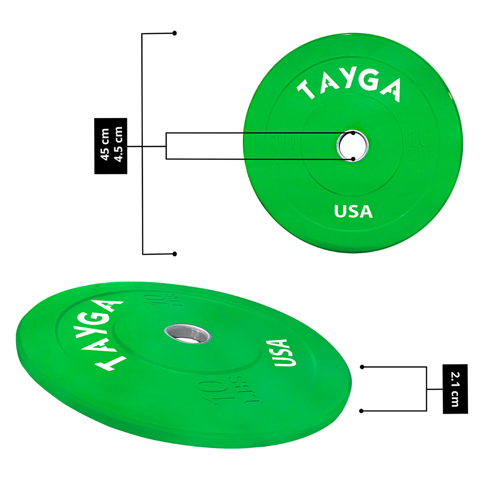 Foto 4 pulgar | Par de Discos Bumpers 10 lb Tayga Verde