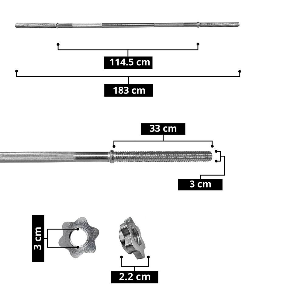 Foto 4 pulgar | Barra Recta 30mm 182 cm L Tayga con Seguros Cromada