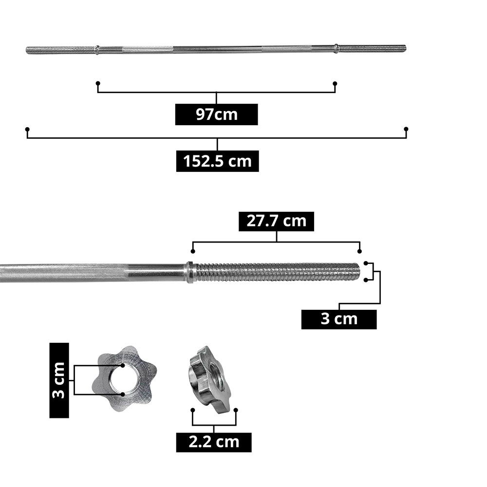 Foto 4 pulgar | Barra Recta 30mm 152 cm L Tayga con Seguros Cromada