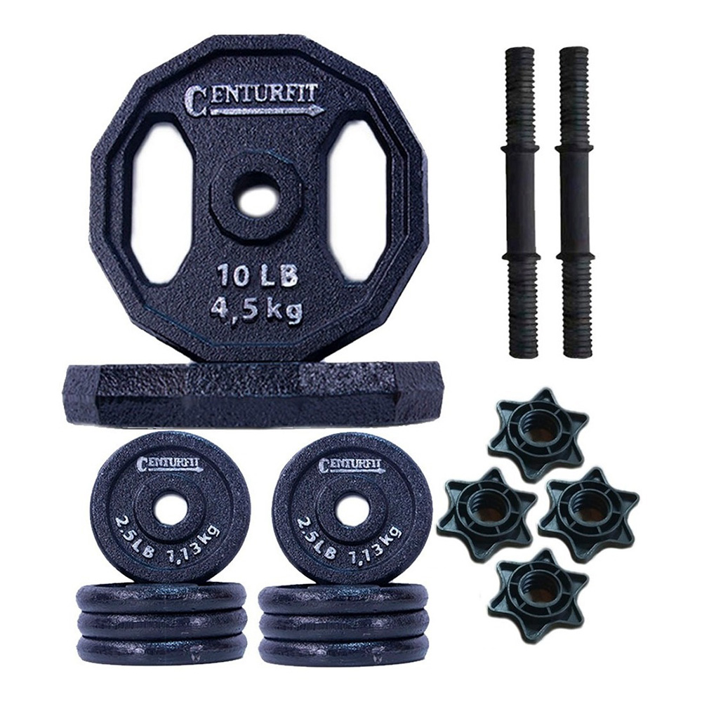 Kit de Pesas de 40 lb Mancuernas Discos Centurfit color Negro