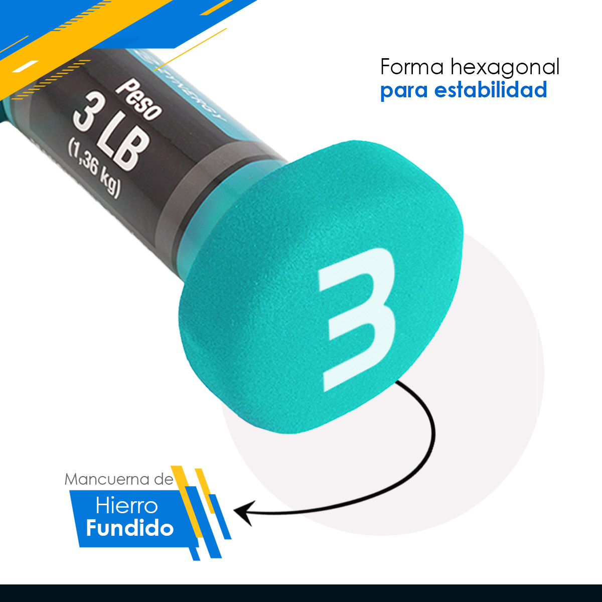 Foto 4 pulgar | Pesa Zynergy ZY-ND03 color Azul Cubierta de Neopreno 3 LB