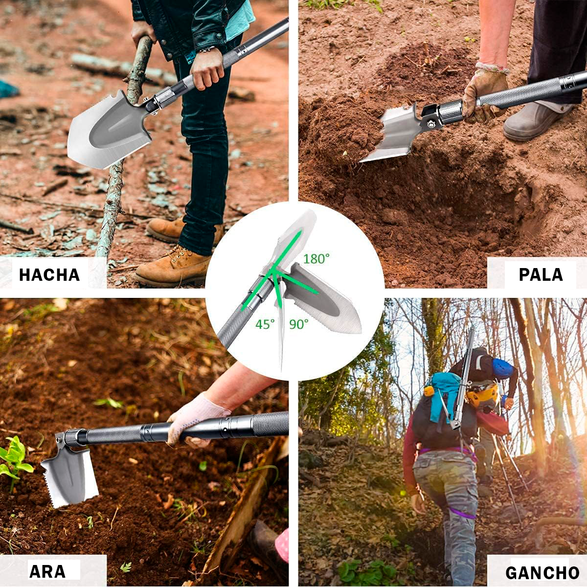 Foto 4 pulgar | Pala Plegable De Supervivencia Profesional | Herramienta Multifuncional De Campismo