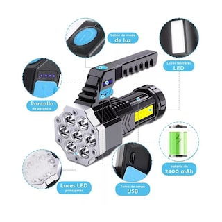 Foto 2 | Lámpara Táctica Recargable Linterna Portátil Usb Eo Safe Imports Esi-5285 color Negro