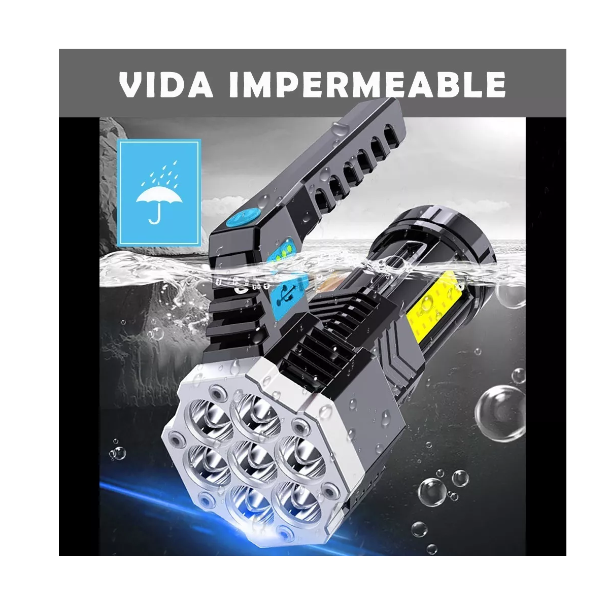 Foto 4 pulgar | Lámpara Táctica Recargable Linterna Portátil Usb Eo Safe Imports Esi-5285 color Negro