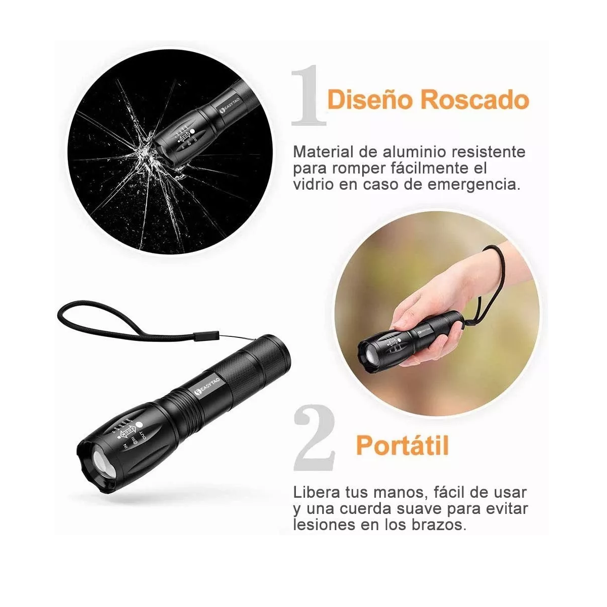 Foto 4 pulgar | Lampara Táctica Led  Recargable Eo Safe Imports Esi-5346 color Negro