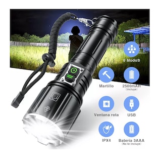 Foto 2 | Linterna Led Recargable Belug XHP160 Negro 120000 Lúmenes Linterna