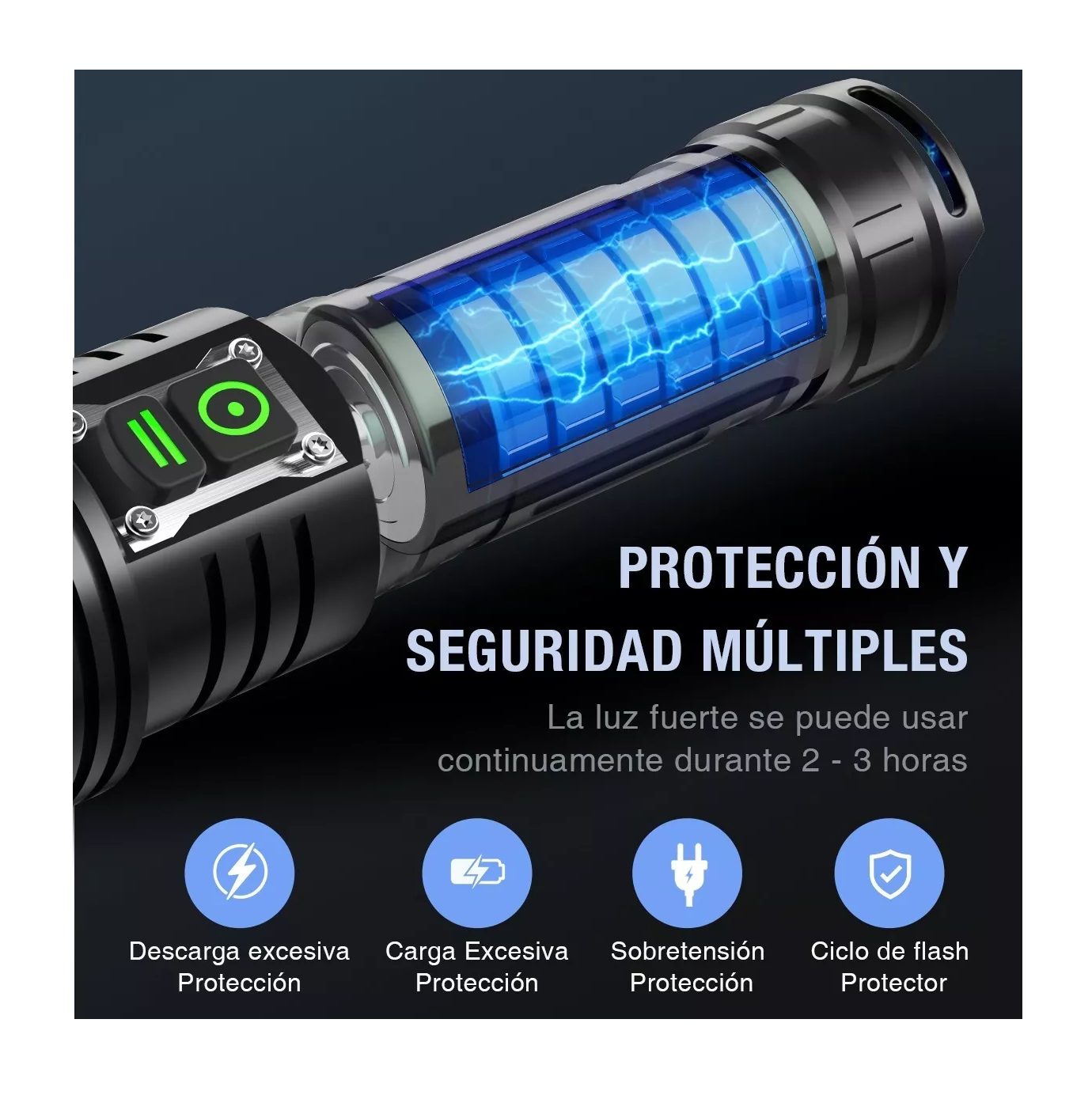 Foto 5 pulgar | Linterna Led Recargable Belug XHP160 Negro 120000 Lúmenes Linterna