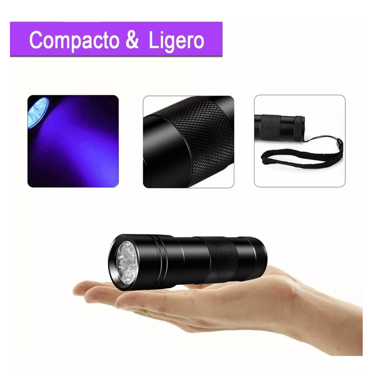Foto 4 pulgar | Linterna LED UV  Eo Safe Imports Negro