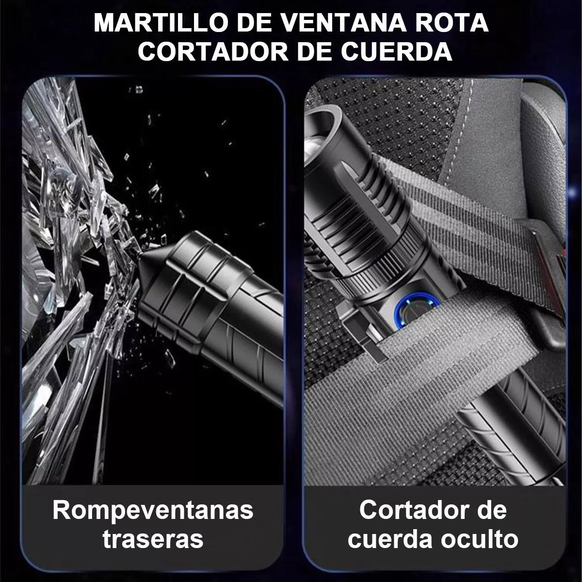 Foto 3 pulgar | Linterna Táctica Recargable Usb Led Campismo Eo Safe Imports Gris
