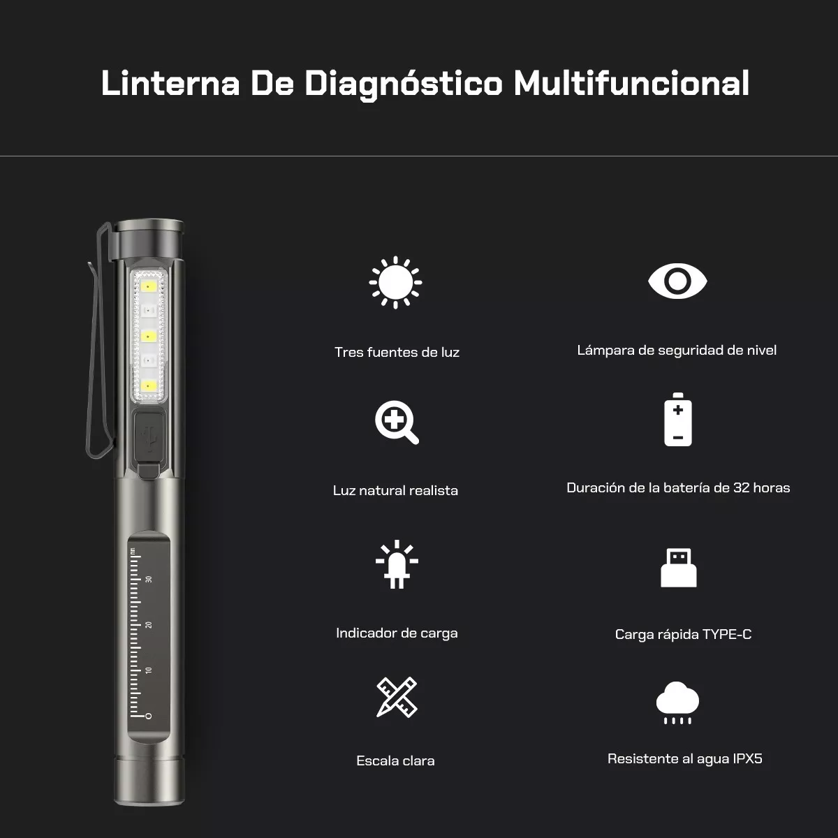 Foto 4 pulgar | Lámpara de Diagnóstico Recargable Luz Ultravioleta Eo Safe Imports Gris