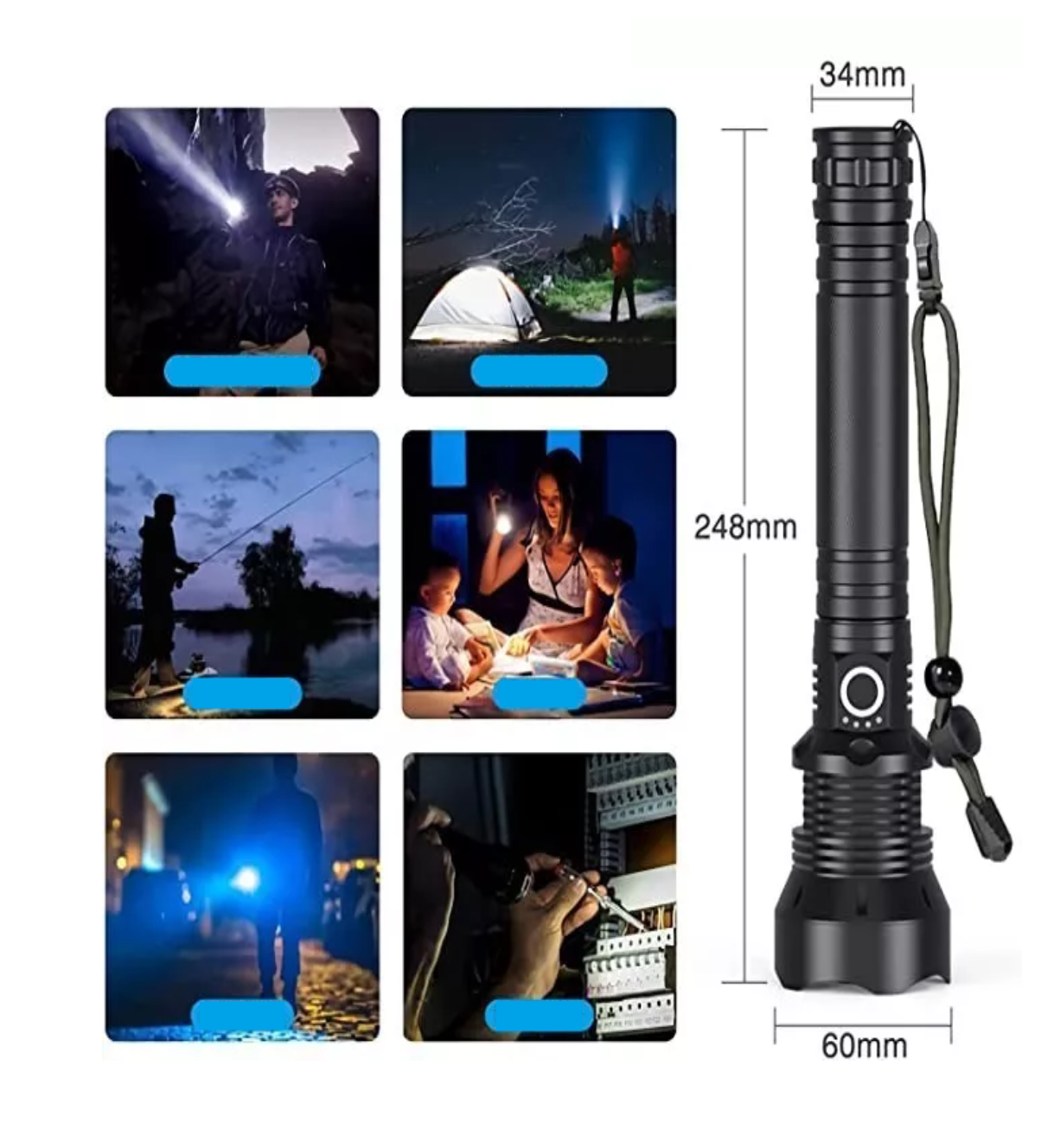 Foto 4 pulgar | Lámpara Táctica 90000lm Led Pila Usb Recargable Linterna Negro