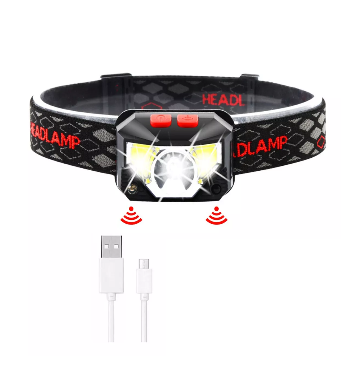 Foto 1 | Lámpara Cabeza Led Linterna Minera Recargable USB con Sensor Negro