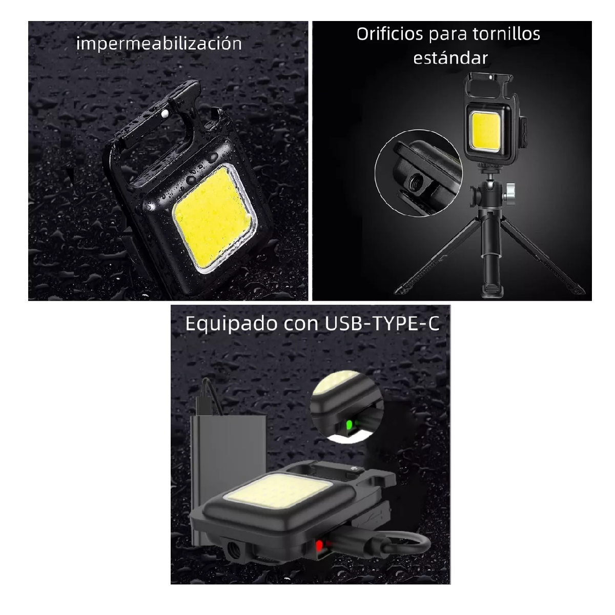 Foto 3 pulgar | Mini USB Recargable Led Llavero Linterna Paquete de Seis