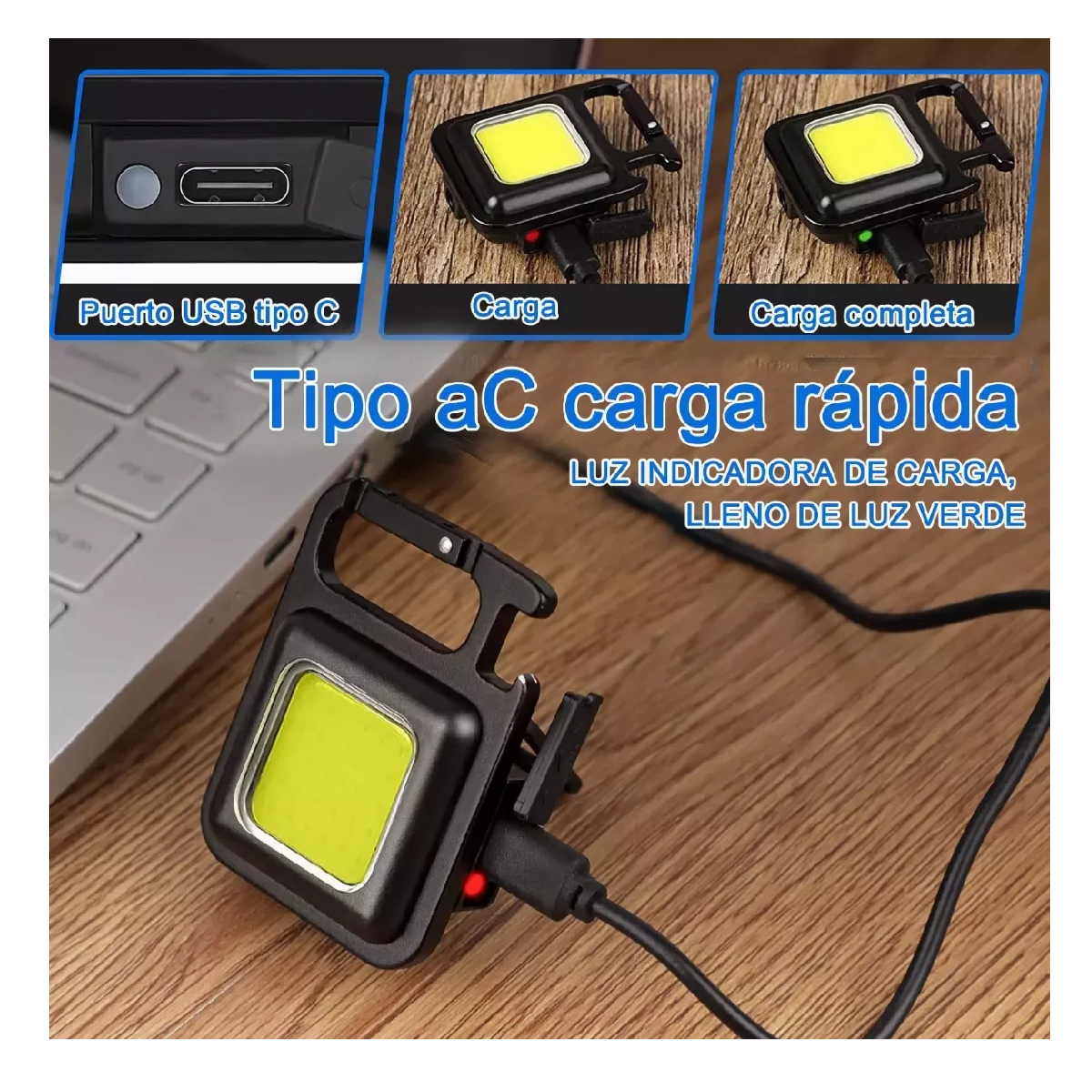 Foto 5 pulgar | Mini USB Recargable Led Llavero Linterna Paquete de Seis