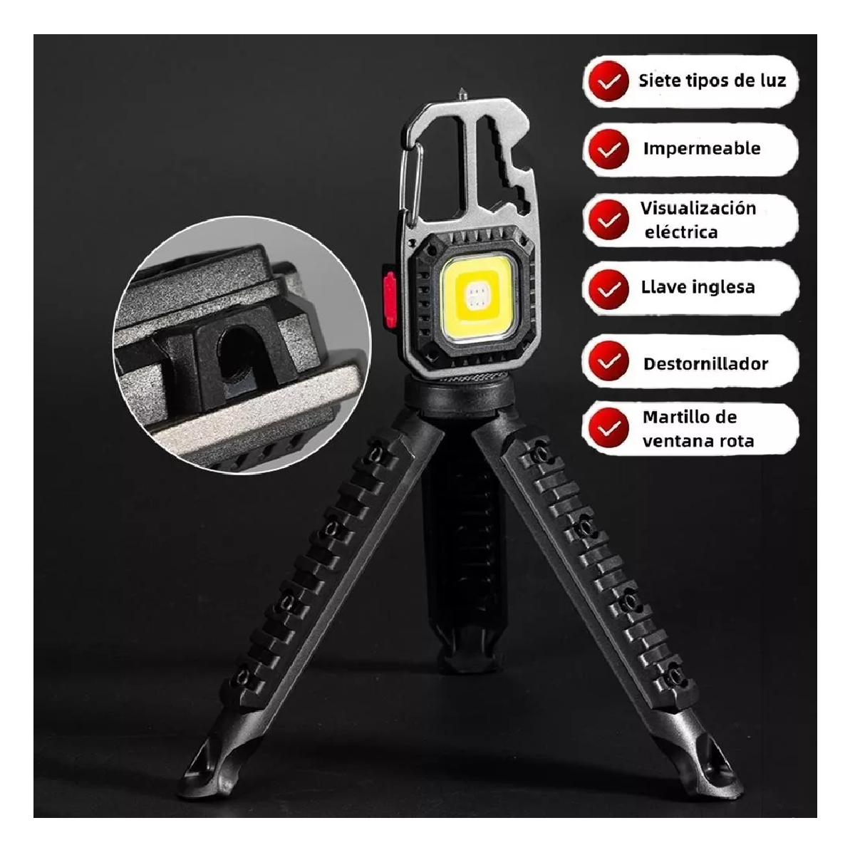 Foto 3 pulgar | Lámpara Táctica Led de Camping Linterna con Batería Recargable