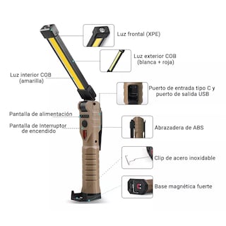 Foto 2 | Lámpara Recargable Led para Trabajo 7 Modos Café
