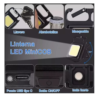 Foto 3 | Mini Usb Recargable Led Llavero Linterna Paquete De Seis