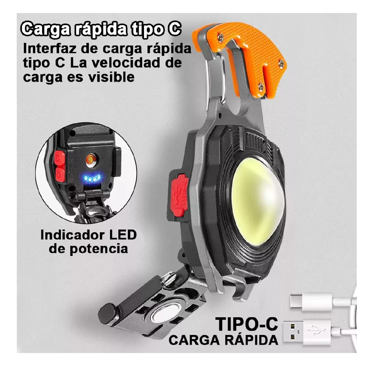 Foto 4 pulgar | Linterna Led Llavero Portátil Lámpara Multifunción