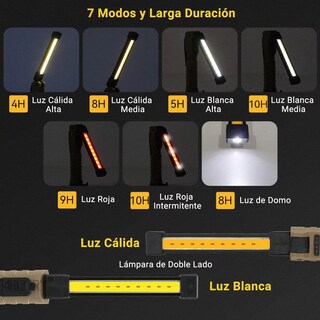 Foto 3 | Lámpara De Iman Recargable Led Para Trabajo 7modos Eo Safe Imports Esi-13884 Multicolor