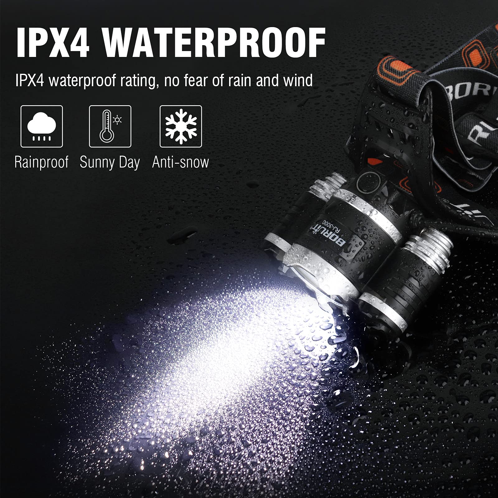 Foto 5 pulgar | Linterna Frontal Boruit Rj-3000 Led Recargable 5000lm Impermeable - Venta Internacional.