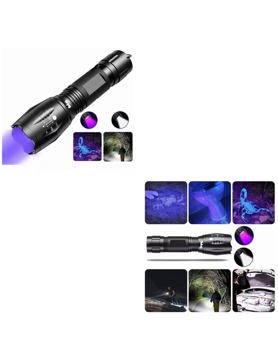 Foto 3 pulgar | Linterna Recargable Con Luz Led Uv Negra Y Blanca 2 En 1 Negro