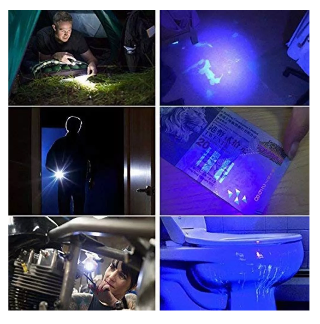 Foto 5 pulgar | Linterna Recargable Con Luz Led Uv Negra Y Blanca 2 En 1 Negro