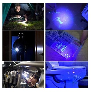 Foto 4 | Linterna Recargable Con Luz Led Uv Negra Y Blanca 2 En 1 Negro