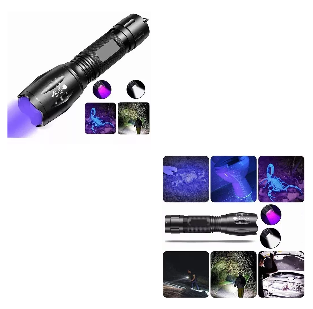 Foto 3 pulgar | Linterna Recargable Con Luz Led Uv Negra Y Blanca 2 En 1 Negro