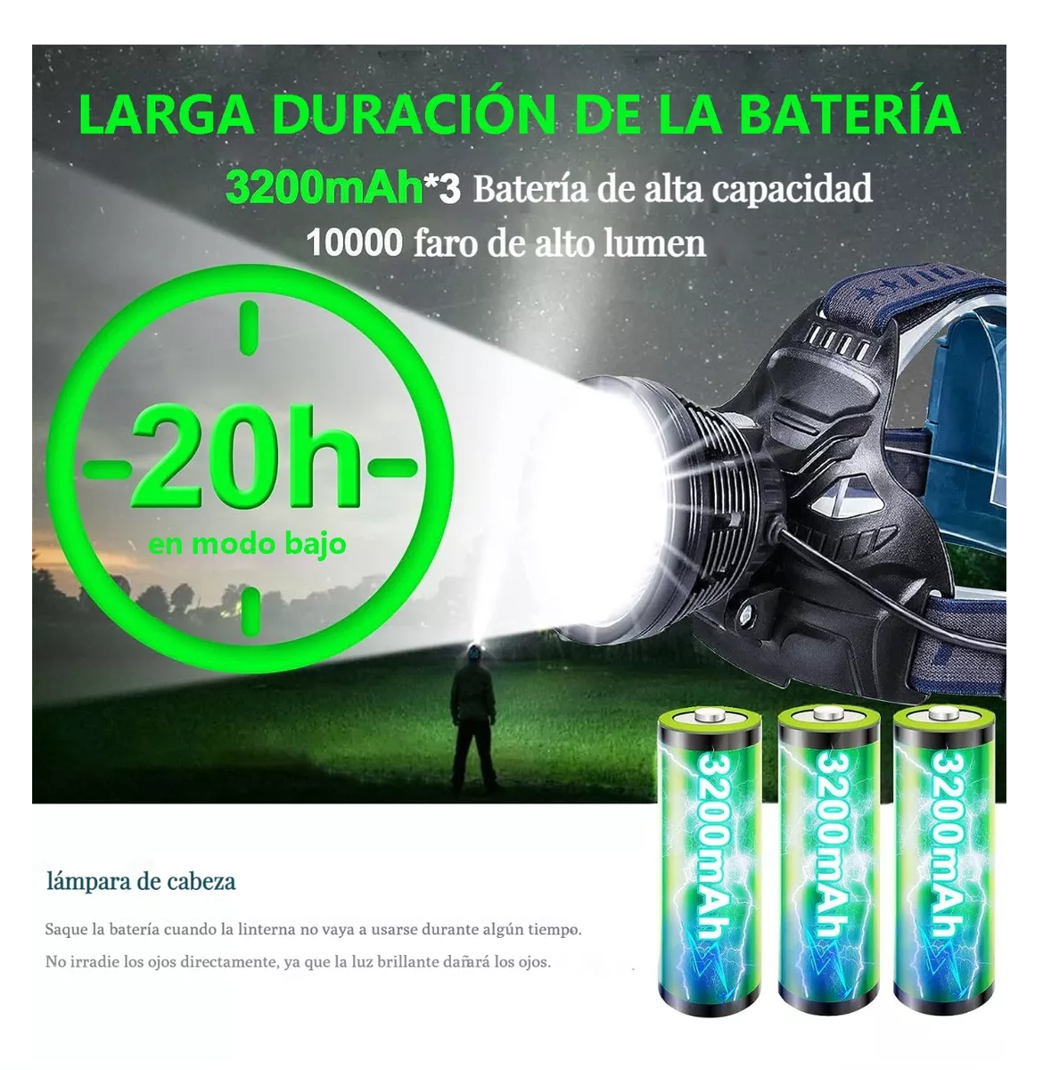 Foto 2 | Lampara Minera De Cabeza Led Por Usb Recargables 10000lumens