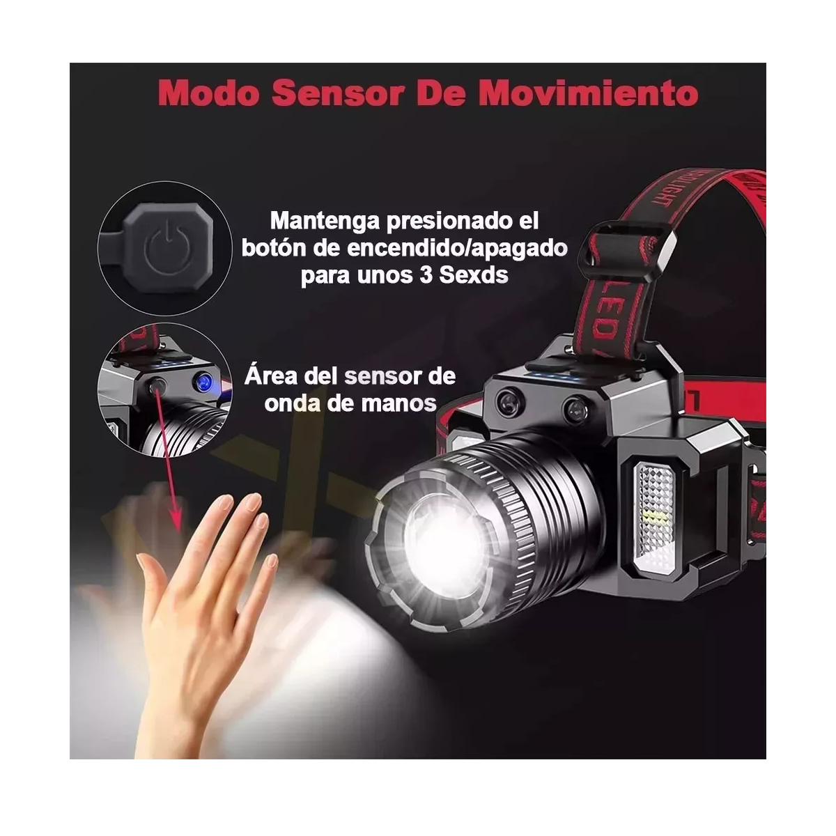 Foto 4 pulgar | Lámpara De Cabeza Para Campismo Minera Accesorios Tacticos De Led Eo Safe Imports Esi-16795 Multicolor
