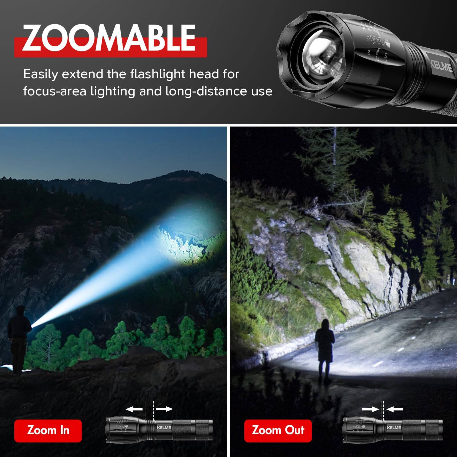 Foto 4 pulgar | Linterna Táctica Kelme High Lumens, Paquete De 3 Unidades, Impermeable - Venta Internacional.
