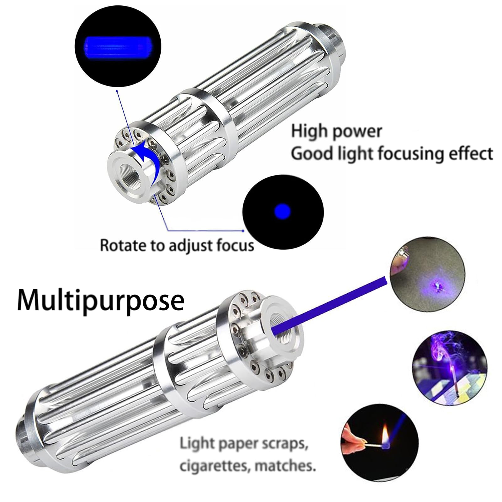 Foto 4 pulgar | Linterna Portátil De Alta Potencia Con Luz Azul Para Exteriores - Venta Internacional.