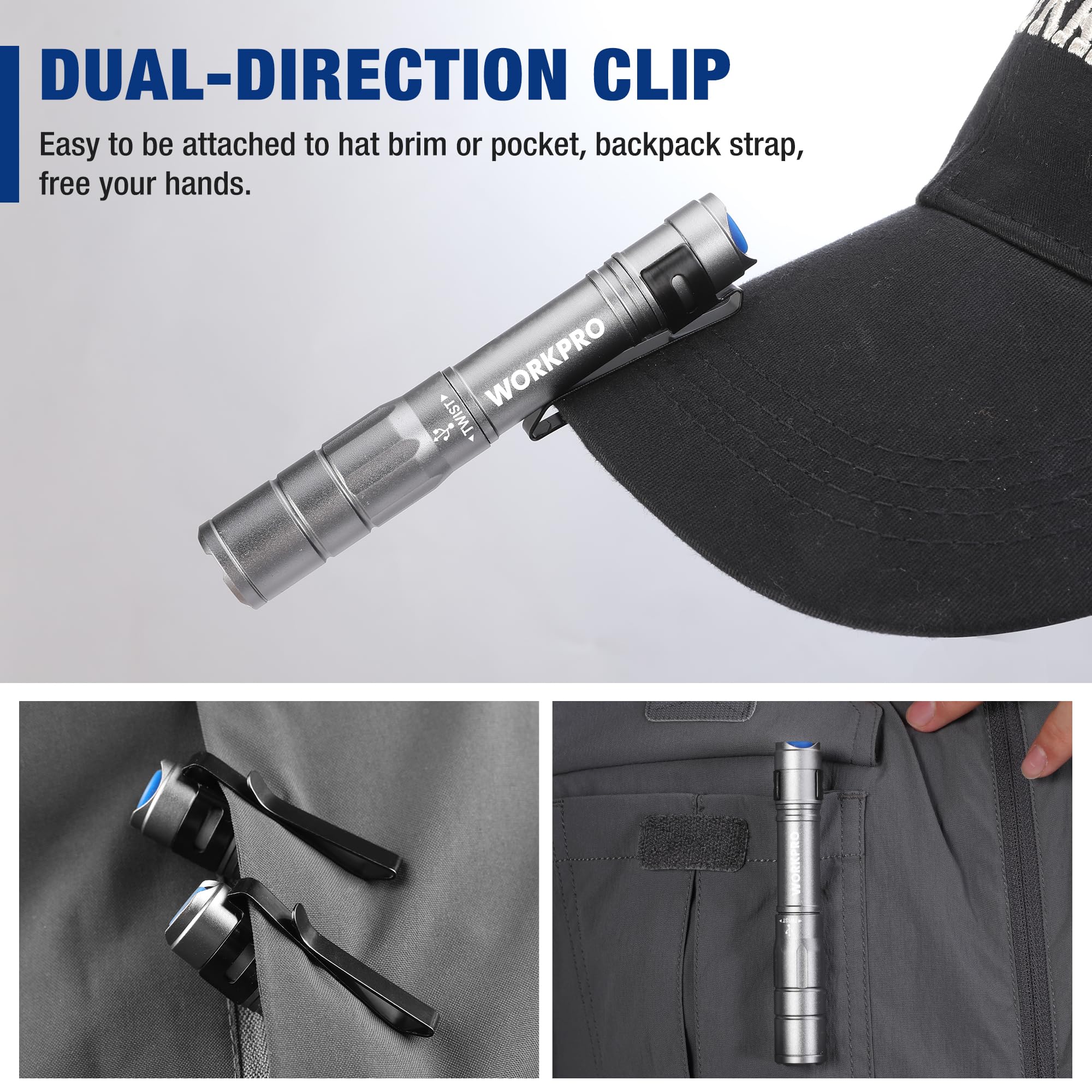Foto 6 pulgar | Flashlight Workpro - Lápiz Recargable (300 Lm, 2 Unidades), Color Gris - Venta Internacional.