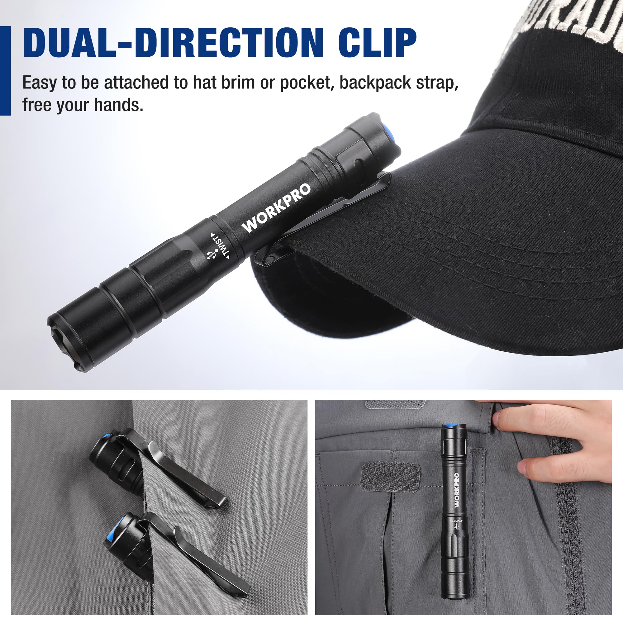 Foto 6 pulgar | Flashlight Workpro - Lápiz Recargable (300 Lm, 2 Unidades), Color Negro - Venta Internacional.