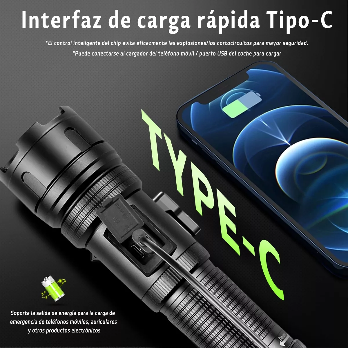 Foto 4 pulgar | Language Lampara Táctica Linterna Eo Safe Imports Esi-10063-1 Negro