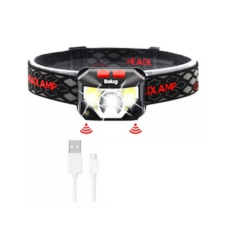 Foto 1 | Lámpara Cabeza Led Linterna Minera Recargable Usb Con Sensor Negro Belug