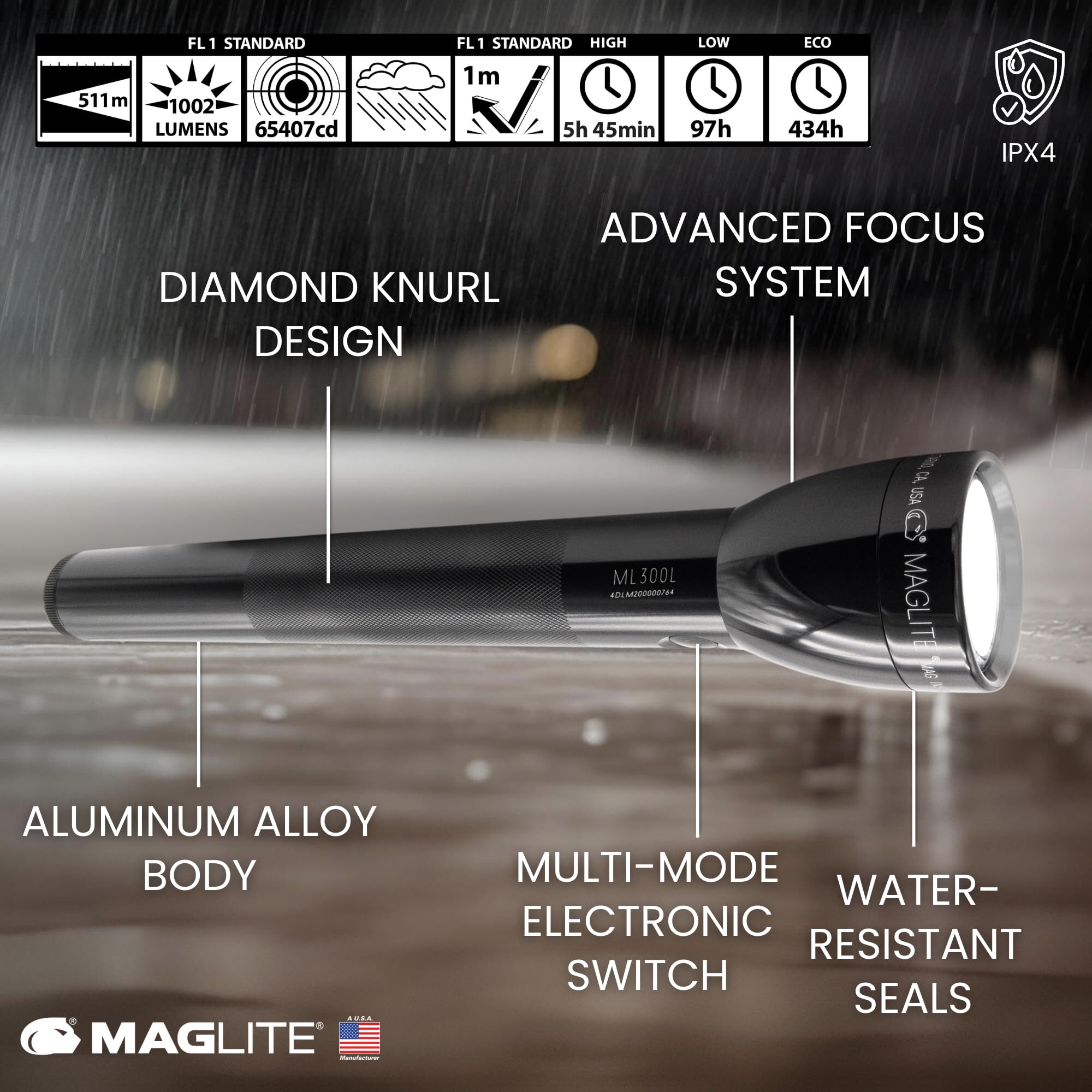 Foto 7 pulgar | Linterna Maglite Ml300l 4d Led 1002 Lúmenes Resistente Al Agua - Venta Internacional.