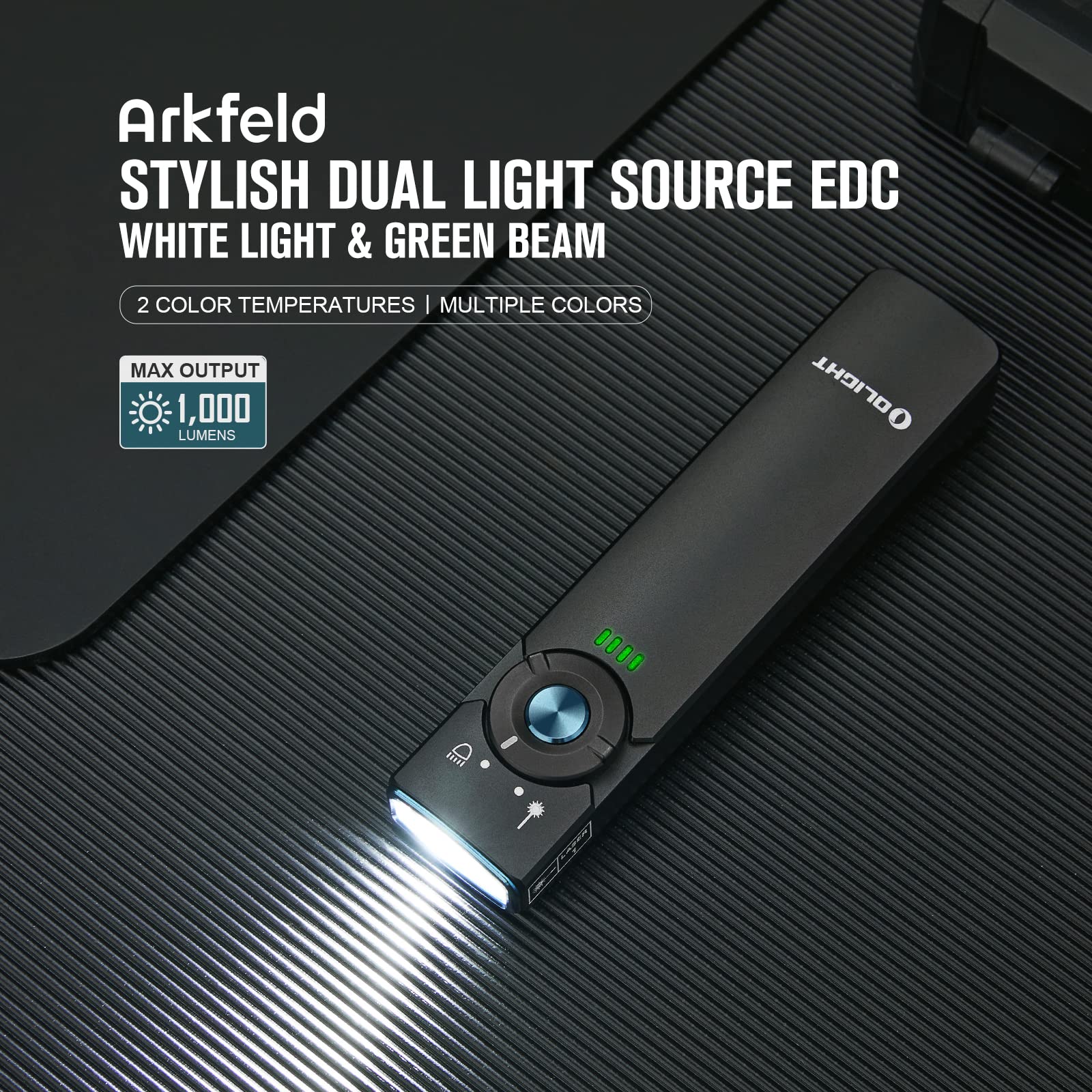 Foto 2 | Linterna Olight Arkfeld Edc Flat 1000 Lúmenes Blanca Con Verde - Venta Internacional.