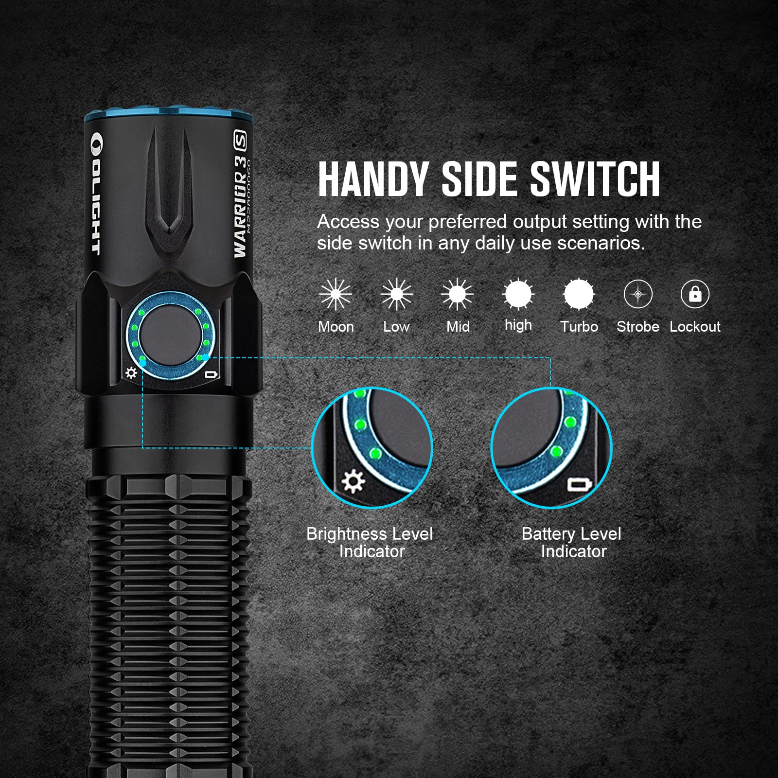 Foto 5 pulgar | Linterna Olight Warrior 3s 2300 Lúmenes Recargable Negra - Venta Internacional.