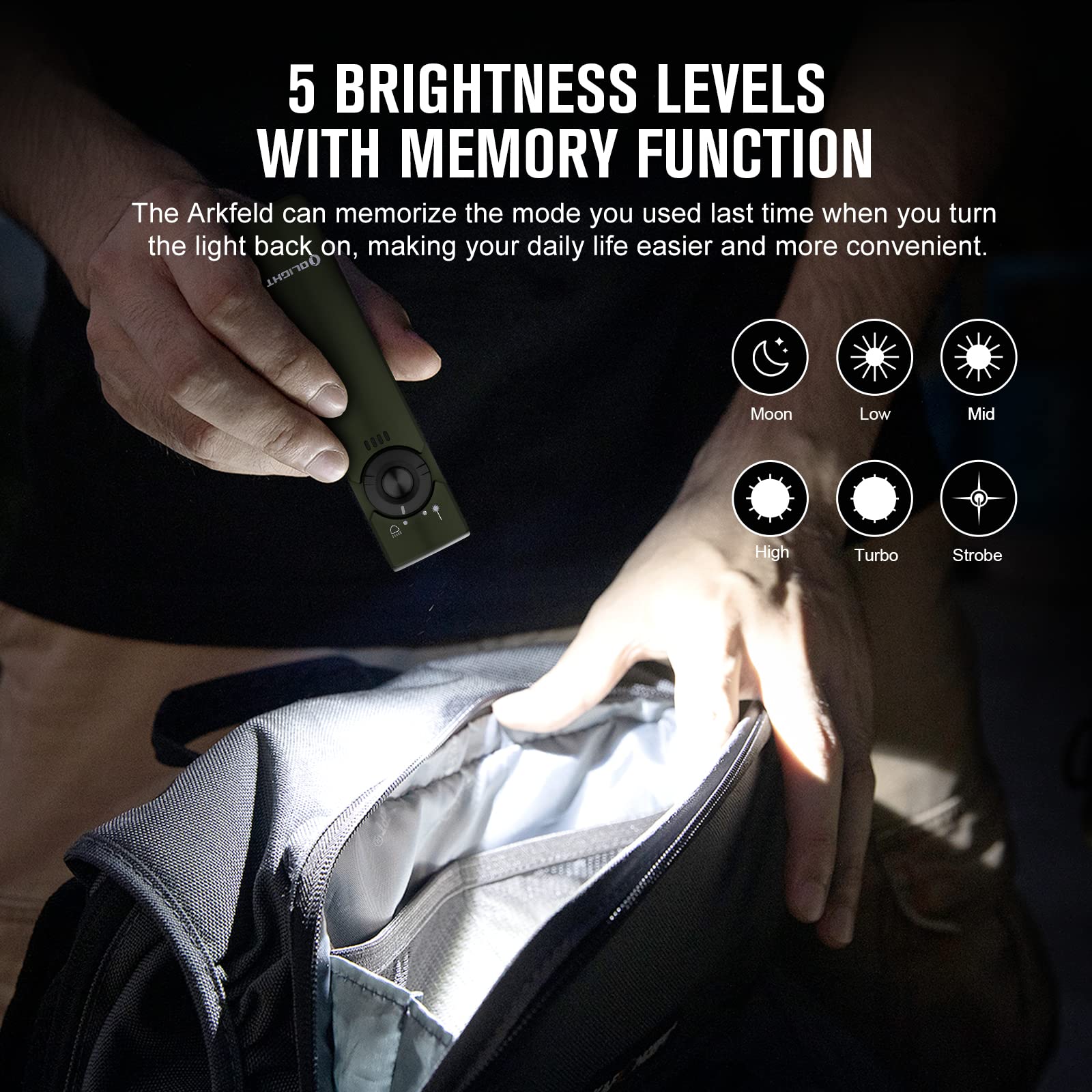 Foto 7 pulgar | Linterna Olight Arkfeld Edc Flat 1000 Lúmenes Blanca Con Haz Verde - Venta Internacional.