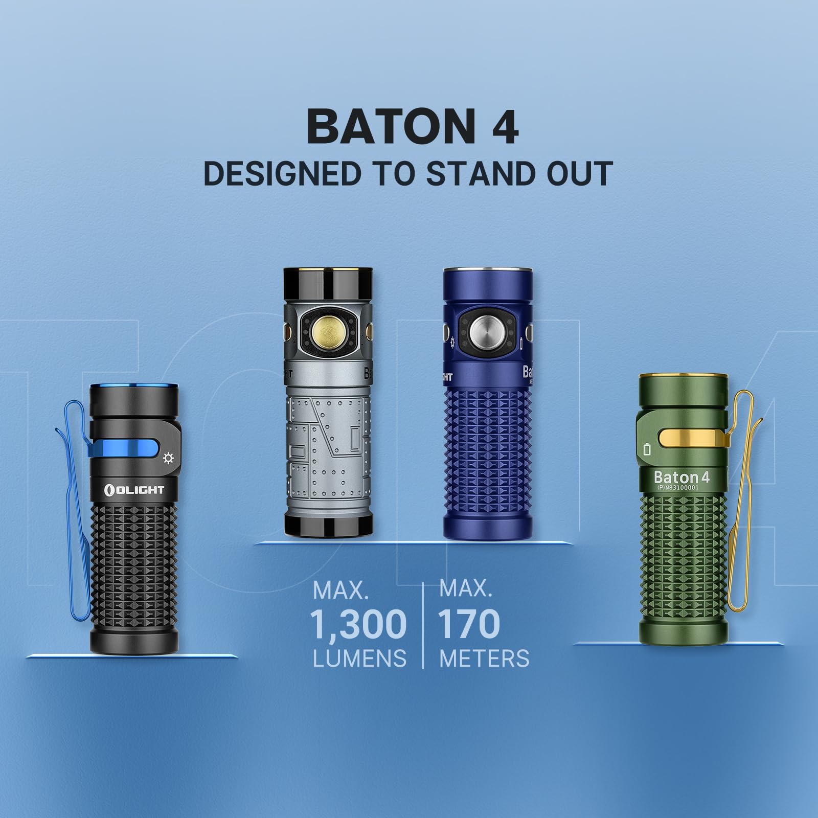 Foto 5 pulgar | Linterna Olight Baton4 Recargable Edc 1300 Lúmenes Azul - Venta Internacional.