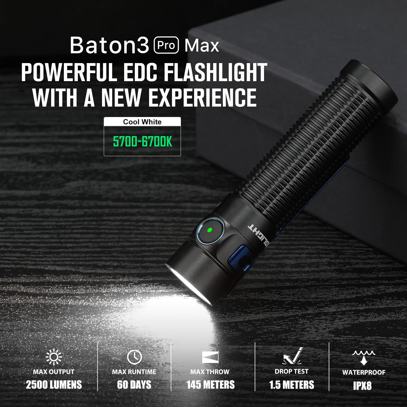 Foto 3 pulgar | Linterna Olight Baton3 Pro Max 2500 Lúmenes Recargable - Venta Internacional.
